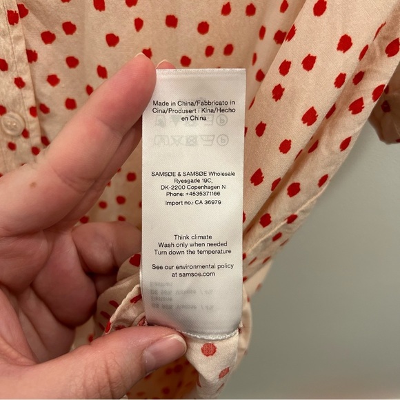Samsøe Samsøe Majan Shirt XXS Pearl Drops button down dots pink cream orange - Picture 11 of 13